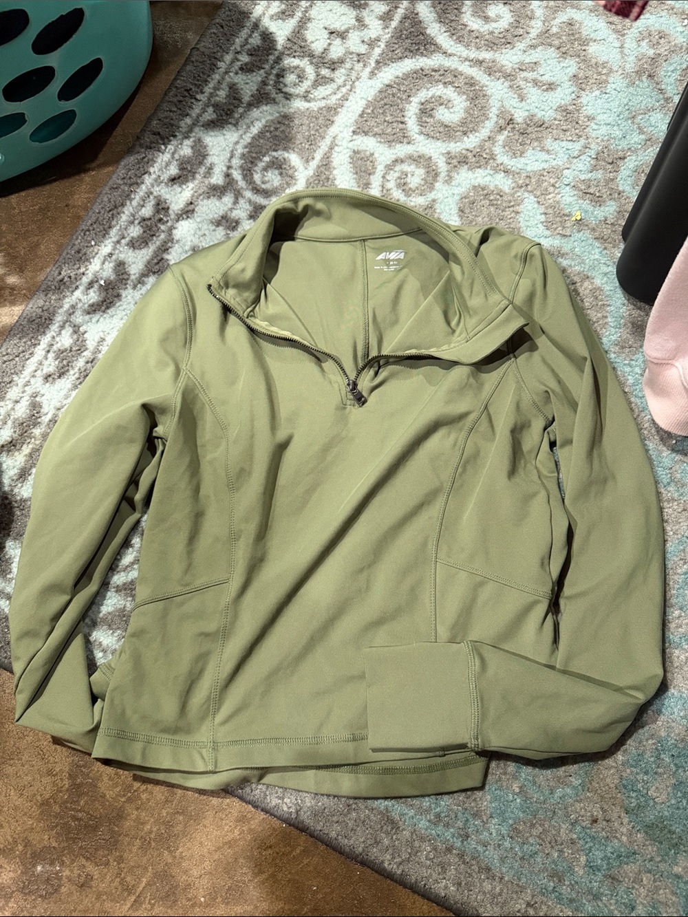 Girls athletic Olive Green Quarter-Zip Jacket